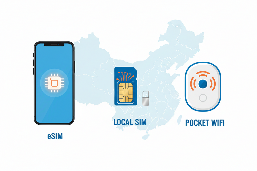 China eSIM vs local SIM card and pocket WiFi for travelers