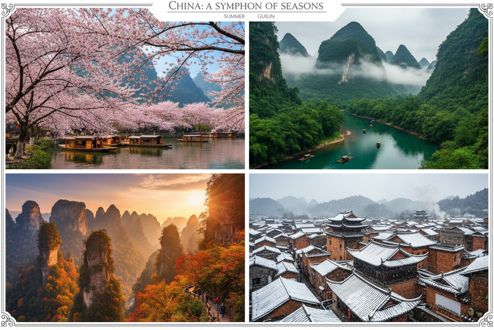 Four seasons beautiful scenery of China, best year-round travel destinations in China