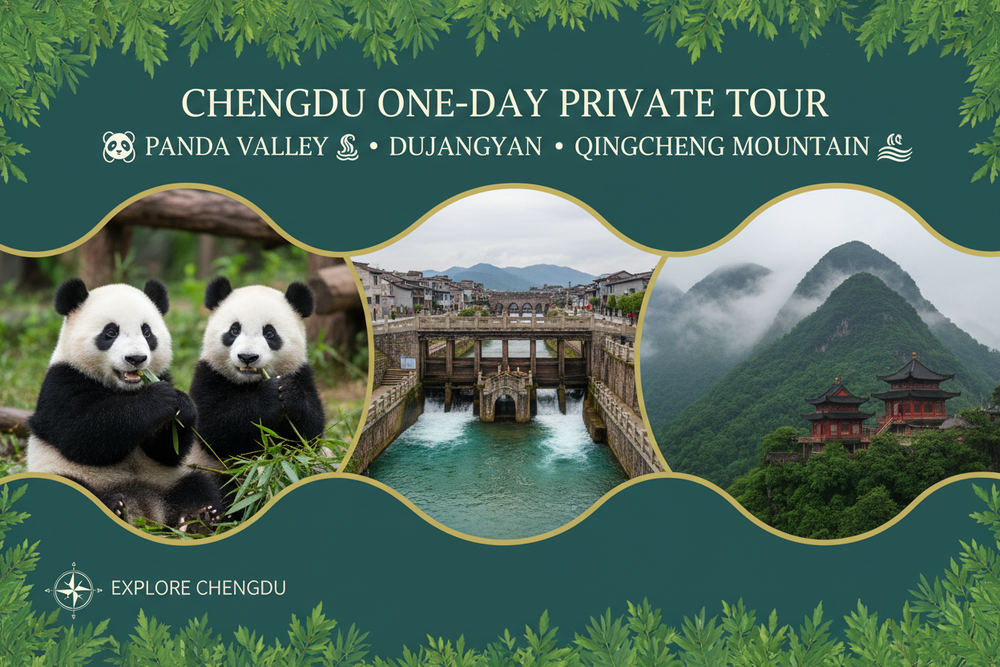 Private Chengdu one day tour covering Panda Valley, Dujiangyan Irrigation System and Qingcheng Mountain