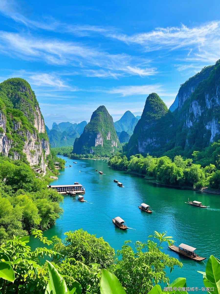 Li River and karst mountains in Yangshuo at sunset